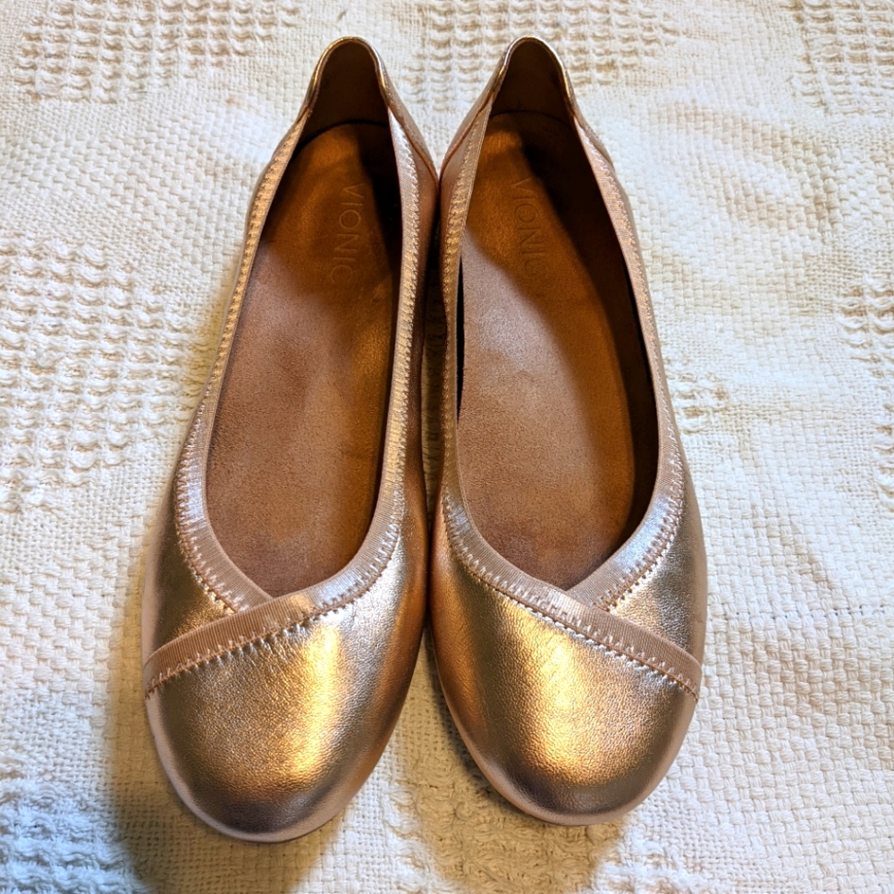 Vionic Rose Metallic Ballet Flats